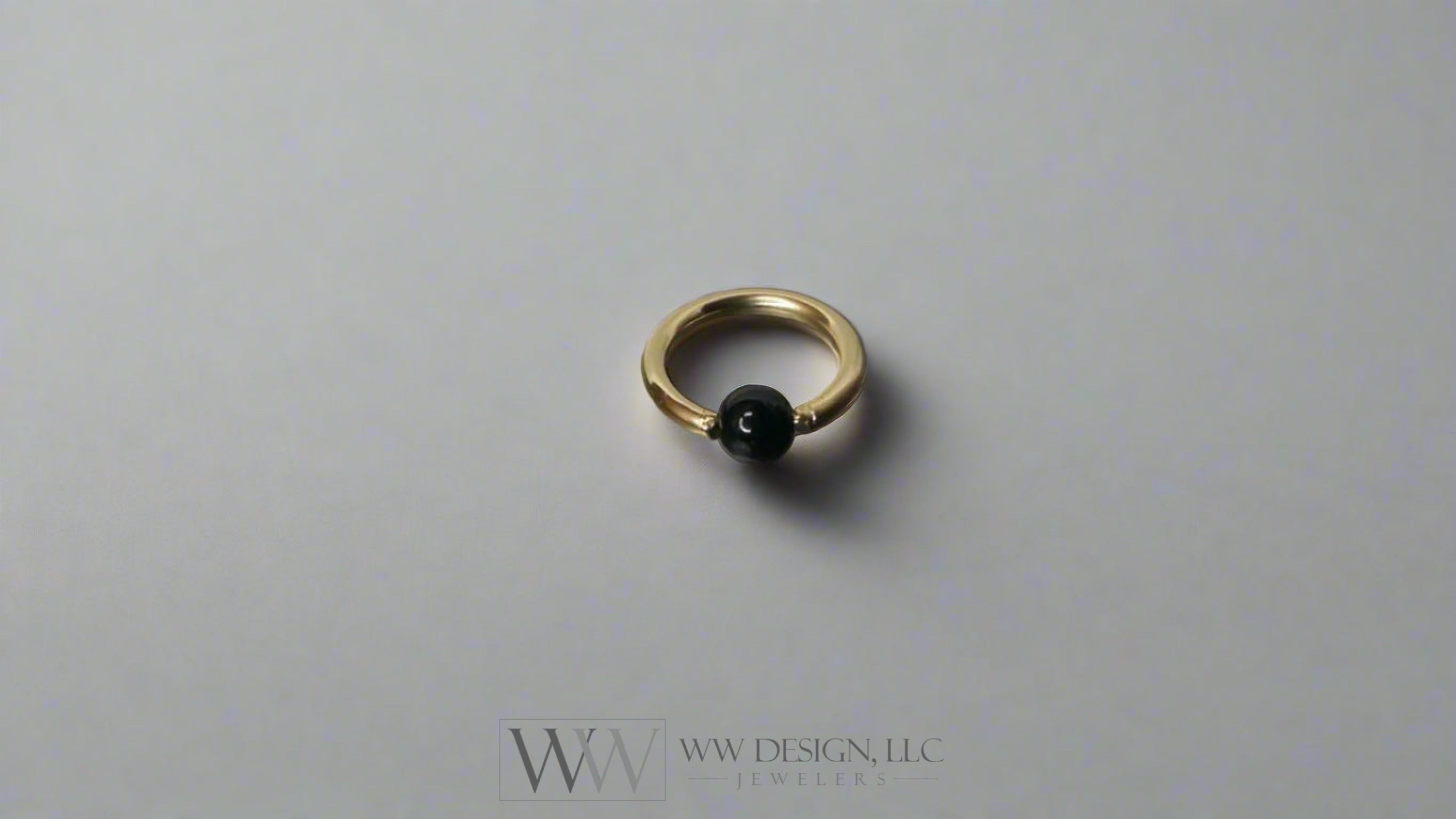 4Mm Obsidian Captive Bead Ring - 16 Ga Hoop 14K Gold (Y W Or R) Sterling Silver Platinum